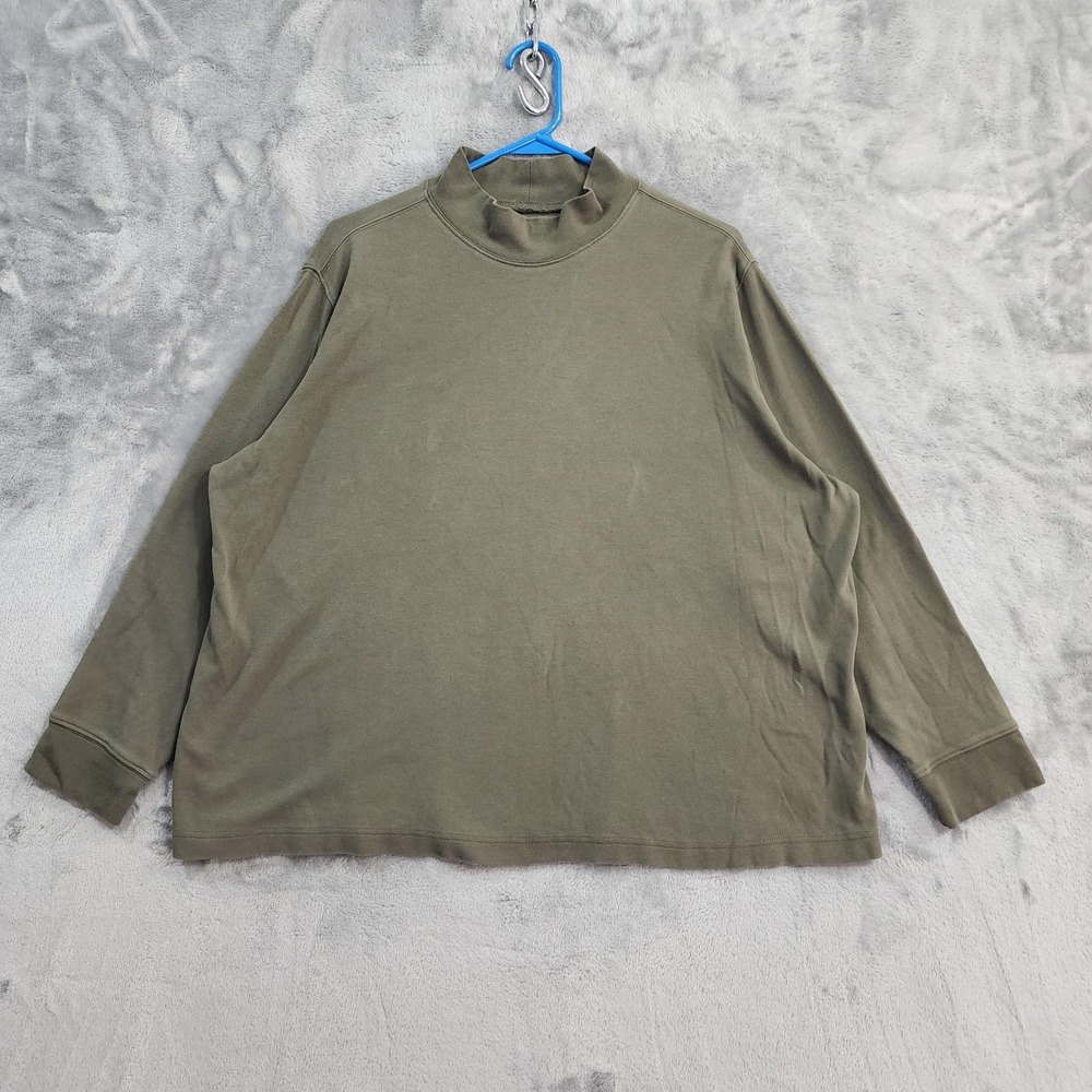 Lands' End Top Womens 2X Green Relaxed Fit Mock Neck Long Sleeve Pullover Casual